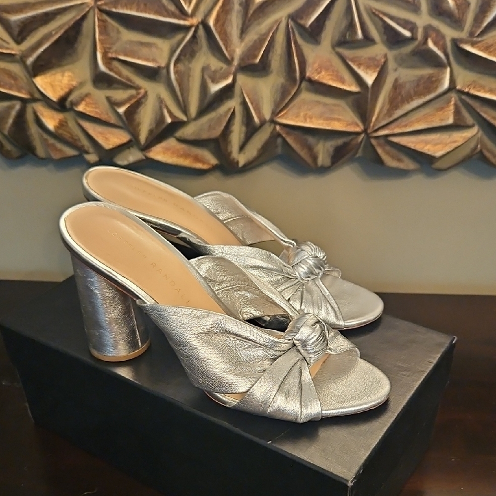 Loeffler Randall Silver Heels with Knotted Bow